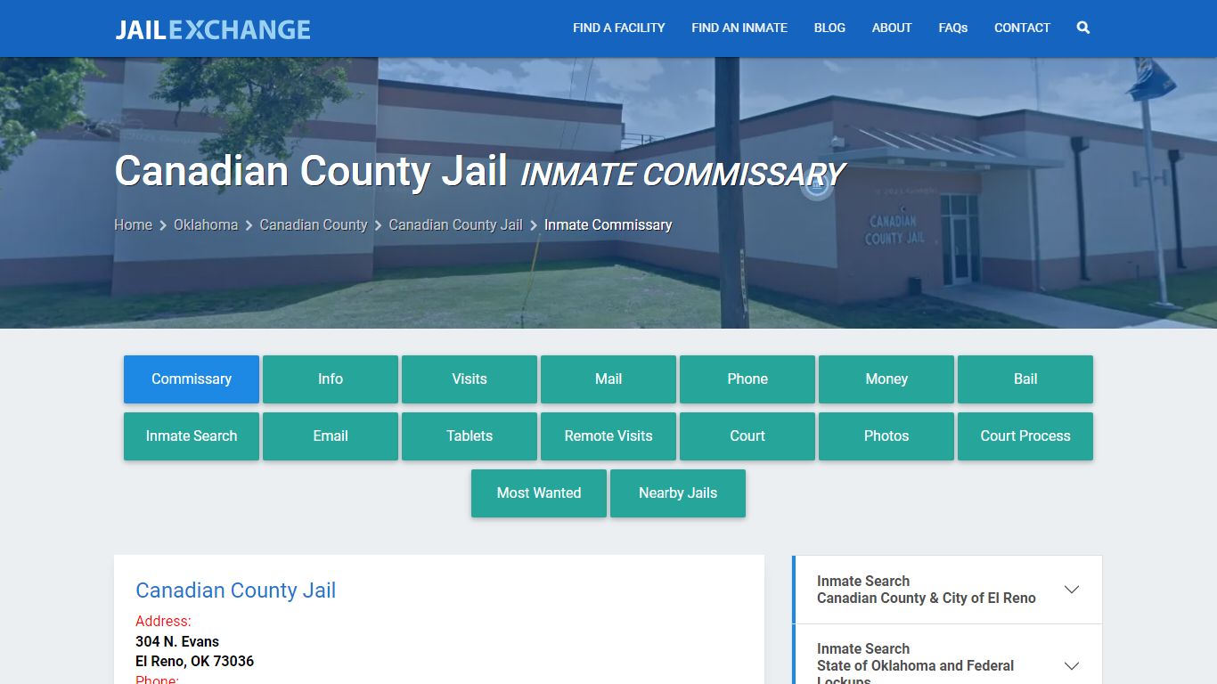 Inmate Commissary, Care Packs - Canadian County Jail, OK