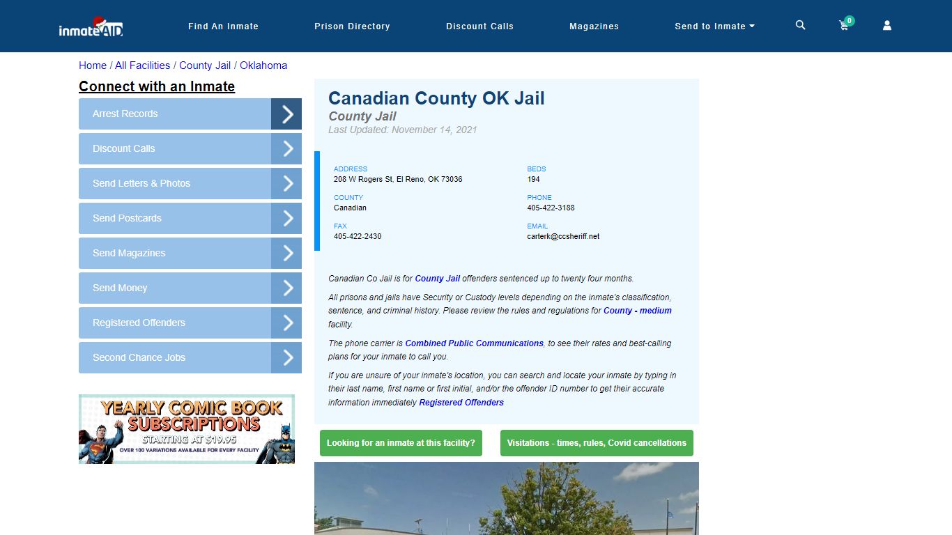 Canadian County OK Jail - Inmate Locator - El Reno, OK